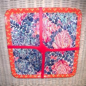 Brand New Lilly Pulitzer Square Nautical/Aquatic/Marine Melamine Plates Set of 4